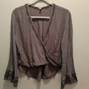 Urban Outfitters Bell Sleeve Embroidered Top